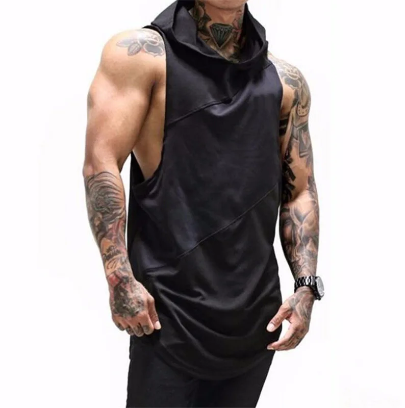 
Fitness High Quality Men Gym Sleeveless Hoodies Workout Sweatshirt Basketball Clothes Fast Dry Vest 