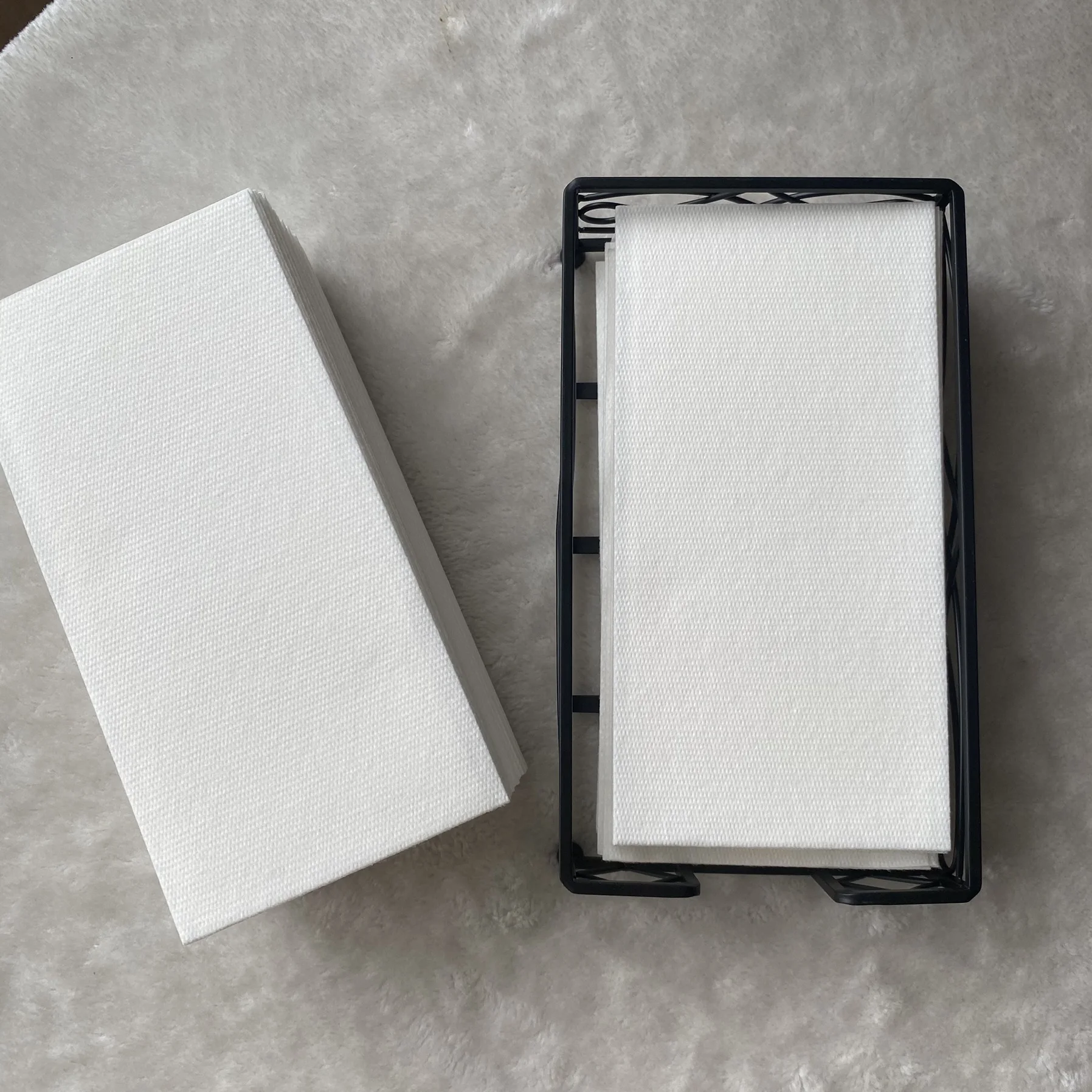 black lurxy  Design Guest Towel Napkin Holder Caddy, Freestanding Metal Paper Holder for Kitchen Countertop