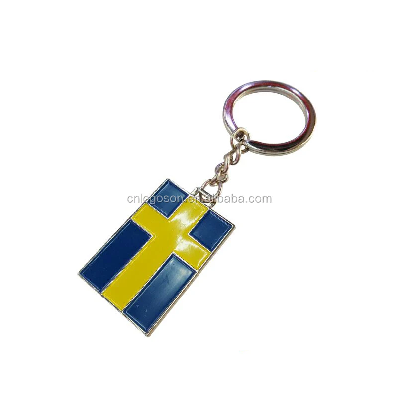 Custom design souvenir gift key chain Sweden Swedish Flag Nickel Plated Metal Bottle Opener Keychain