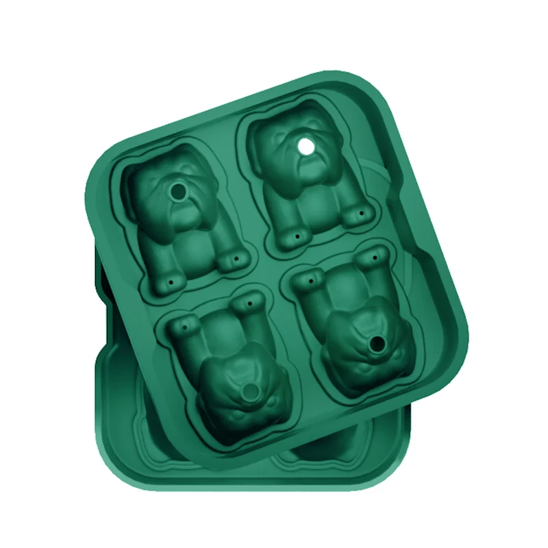 BHD New Arrival Bulldog Funny Shape Ice Cube Tray Silicone Sphere Ice Ball Mold Dog Face 3D Large Cube for Whiskey