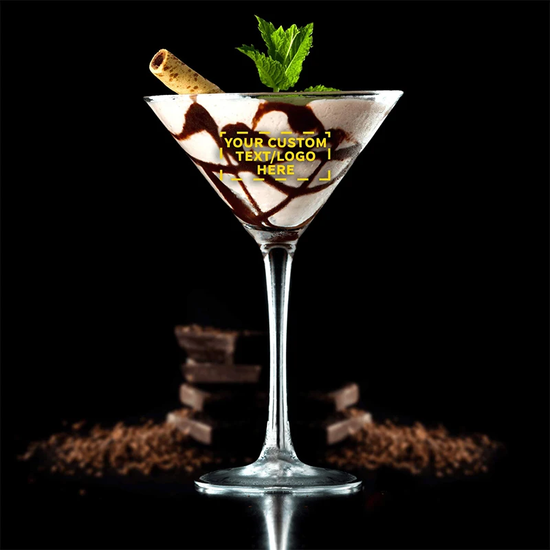 Wholesale Custom Printed Logo 140ml High Borosilicate Blank Clear Glass Martini Cocktail Glasses for Restaurant Bar Party Gift