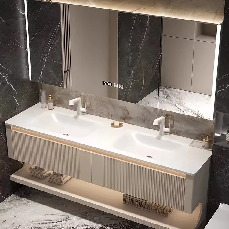 Fashionable waterproof floating vanity bathroom vanity hanging cabinet