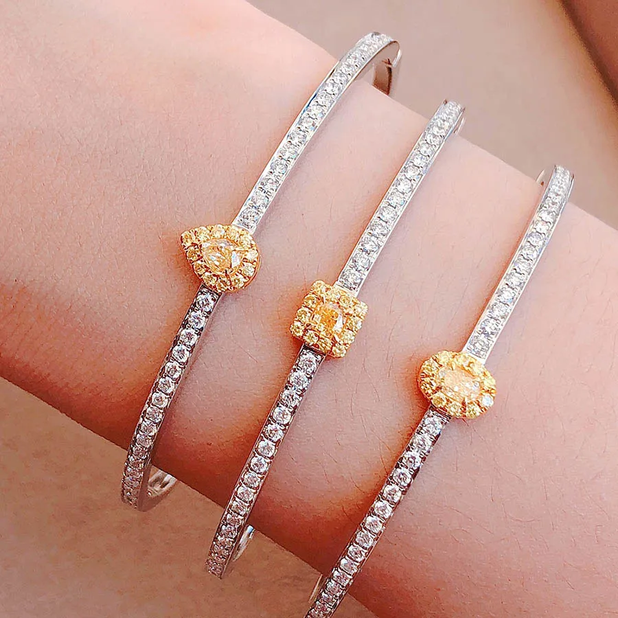 Роскошные модные AU750 чистый диаманта золота 18K браслет-цепочка браслет ювелирные изделия из жемчуга для женщин браслеты на запястье