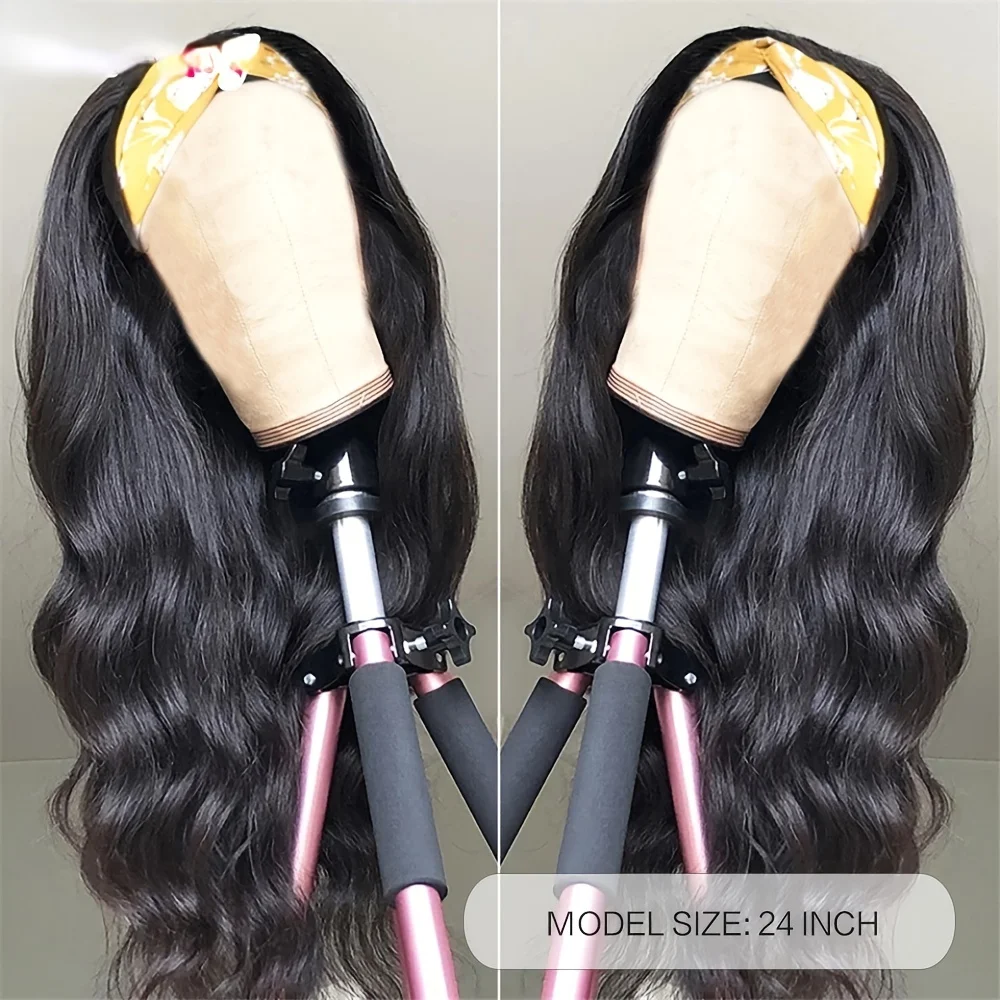 Cheap Body Wave Headband Wig Human Hair Glueless Full Machine Made Body Wave Wig Natural Look Hair Fashion Wig Daily Wear