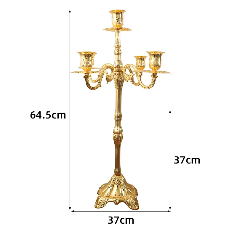 Metal 5-arm-candelabra brass candlestick European retro creative candles holder romantic metal gold tabletop candelabra
