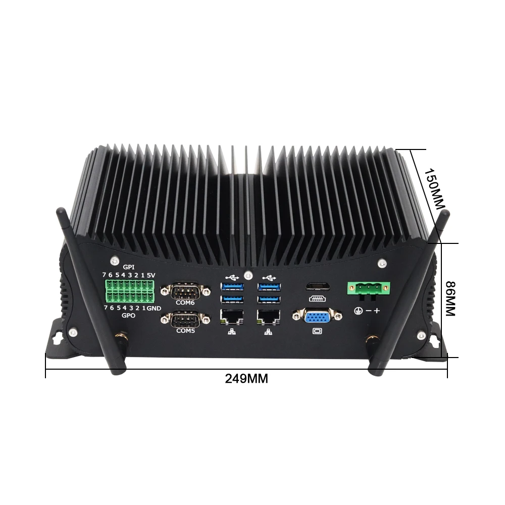 Rugged Industrial PC Fanless Embedded Computer Set i5 5287U RS232/485 GPIO Dual Lan Firewall Micro Server Workstation Compact PC