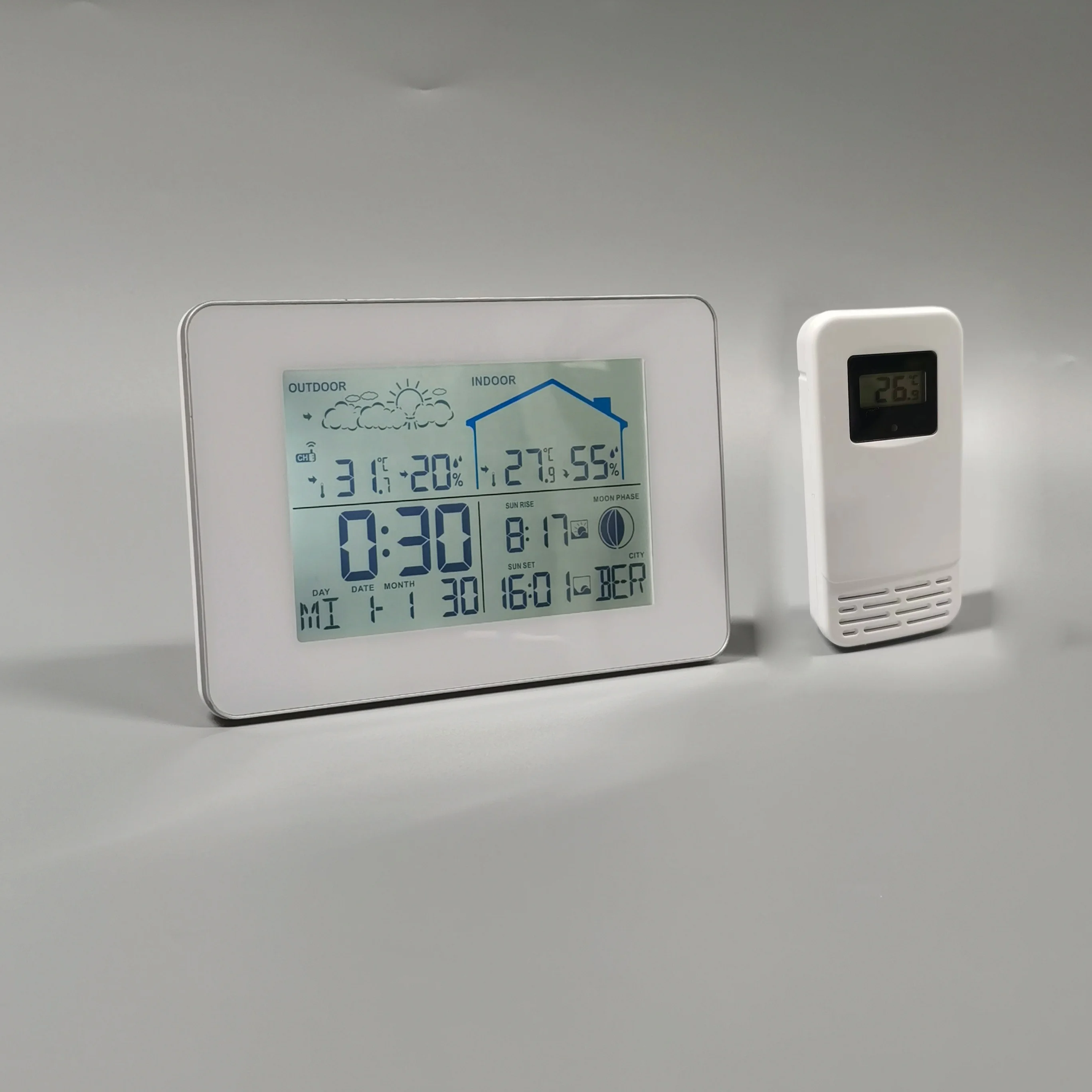 Wholesale Digital Weather Station Clock Plastic Flat Clock Outdoor Desktop Use USB Factory Direct Office Living Room OEM/ODM