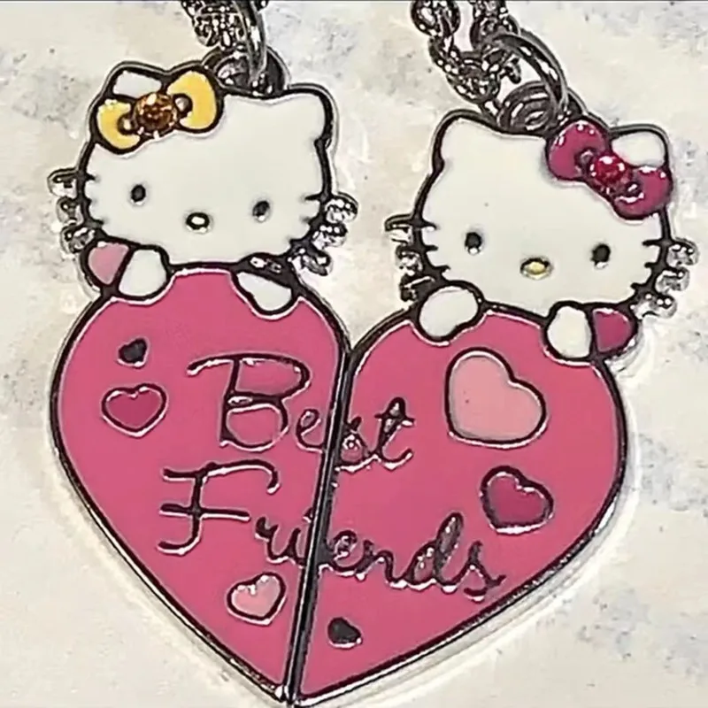 Милый мультфильм Hello Kitty кулон ожерелья для девочек Любовь Сердце сращивания пара ожерелье на День Святого Валентина подарки ювелирные изделия
