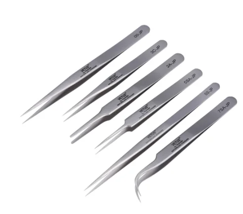 Precision VETUS Tweezers Pinzas 7SA-JP SS-JP Stainless Steel Super Hard Antimagnetic Tweezers for Mobile Phone Repair Tools