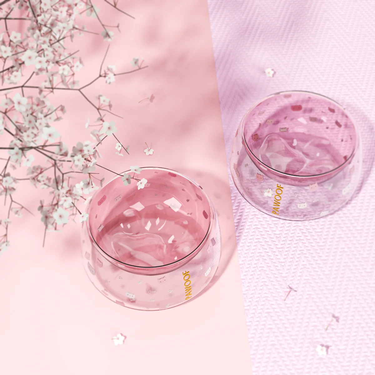 
Pawoof double glass wall cat food bowl stylish cat bowl pet bowl 