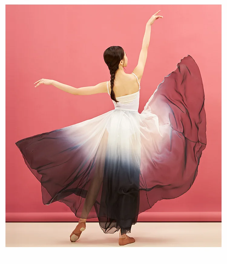 Wholesale Hight quality Silk Gradient Oriental Belly Dance Half long Skirt