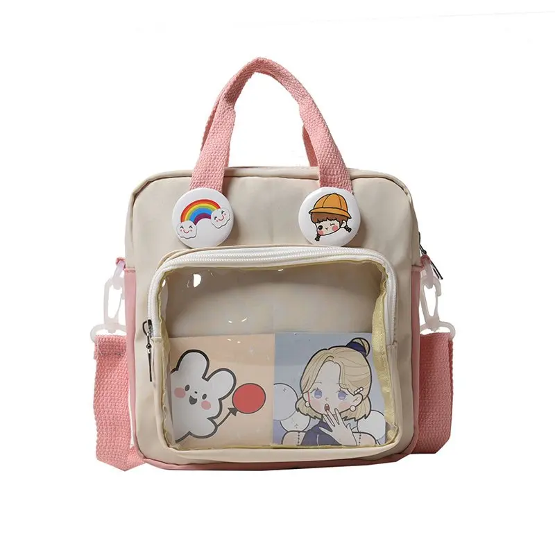 2021 Wholesale Cheap Price Fashion Girls Shoulder Bags Cute Canvas Ita Bags Transparent Handbag for Women