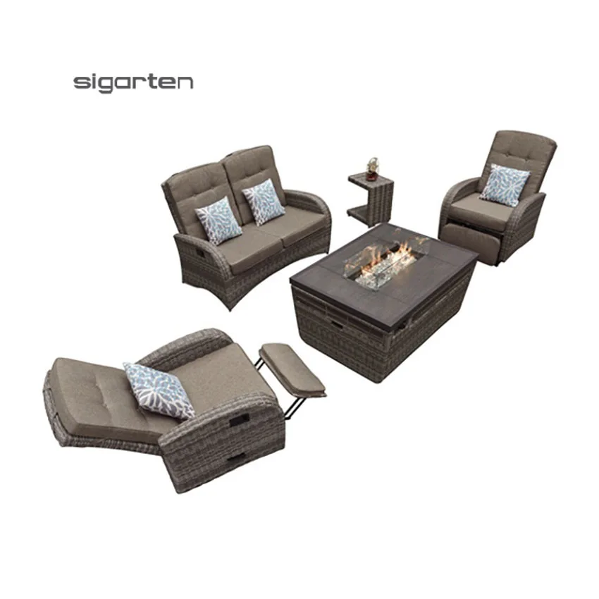 Patio Backyard Modern Aluminum Furniture Luxury Outdoor Gas Fire Pit Table