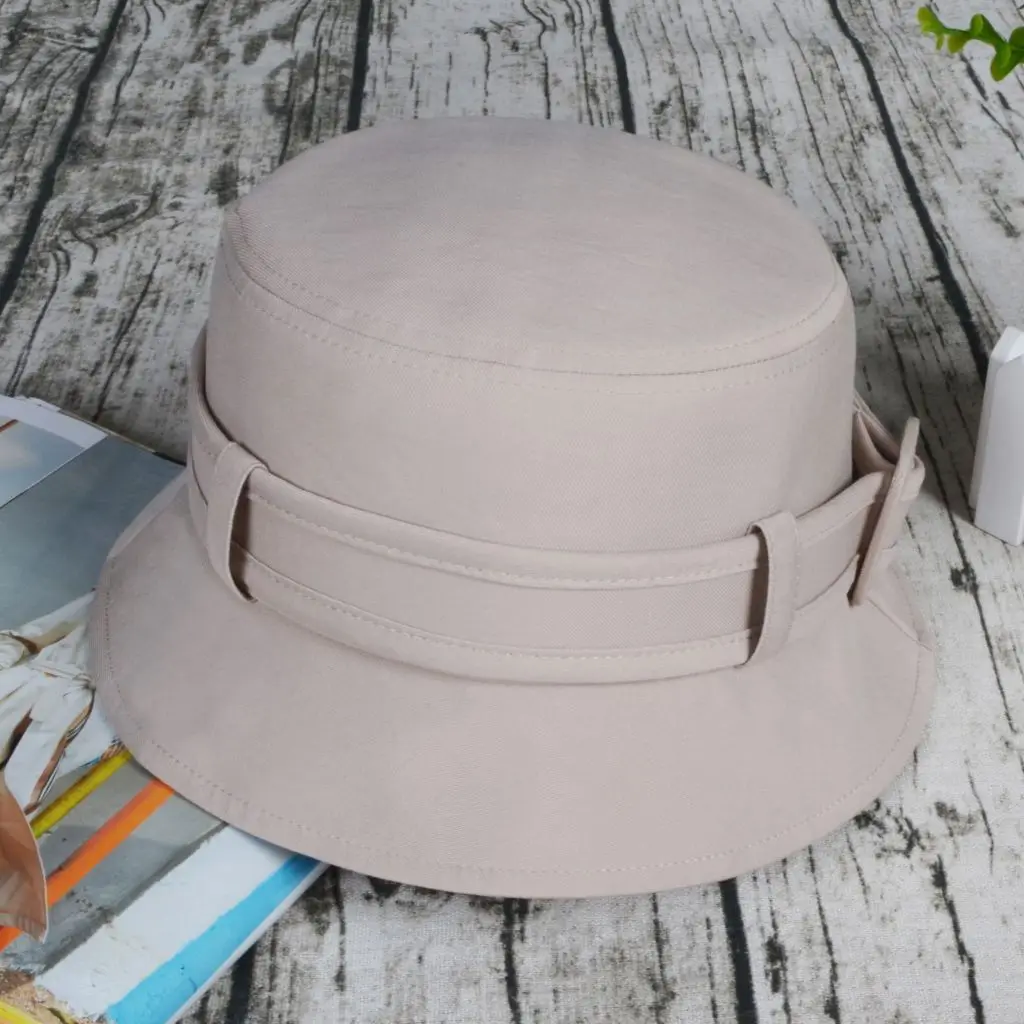 Custom Plain Brown Color Nylon Bucket Hat Fashion Fisherman Embroidered Bucket Hat With Your Own Logo