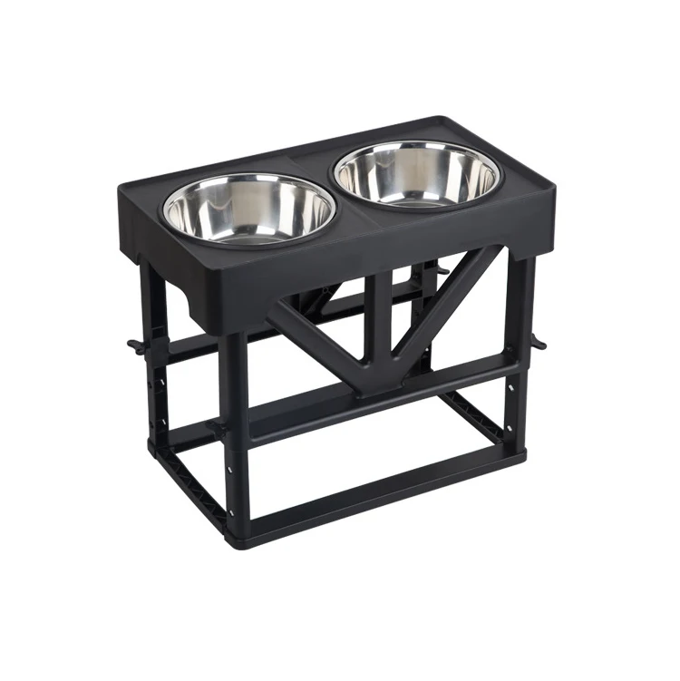 hot cat  dog bowl rack plastic stainless steel double bowl  rack high foot adjustable lifting  rasied bowl