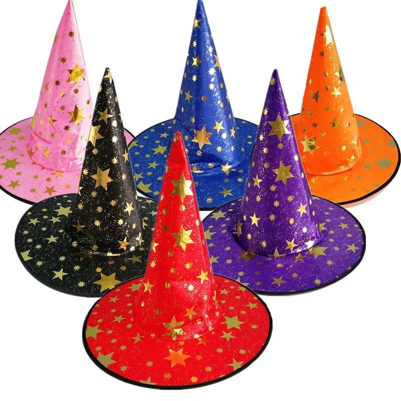 Wholesale Stock Promotion Party Decoration Hats Sequin Witch Halloween Hat for Cosplay