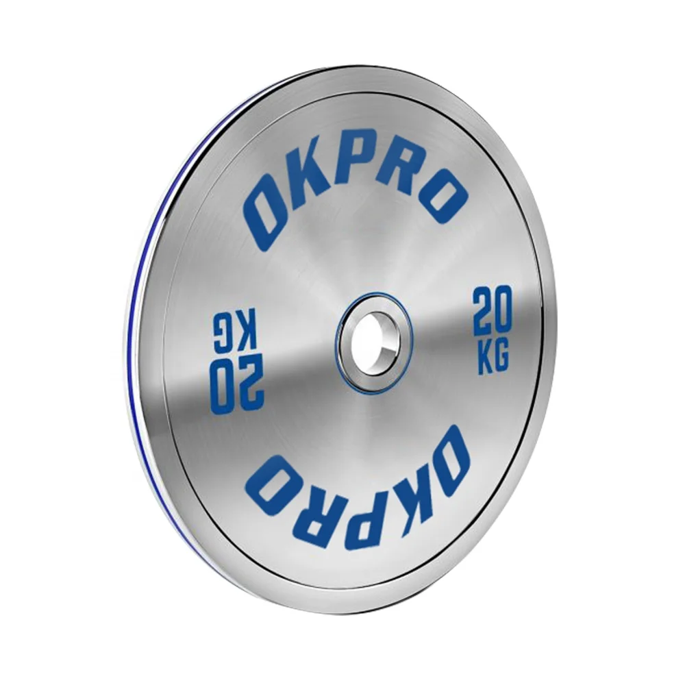 OKPRO Weightlifting High Durometer Gym Fitness Training Barbell Calibrated Steel Weight Plates