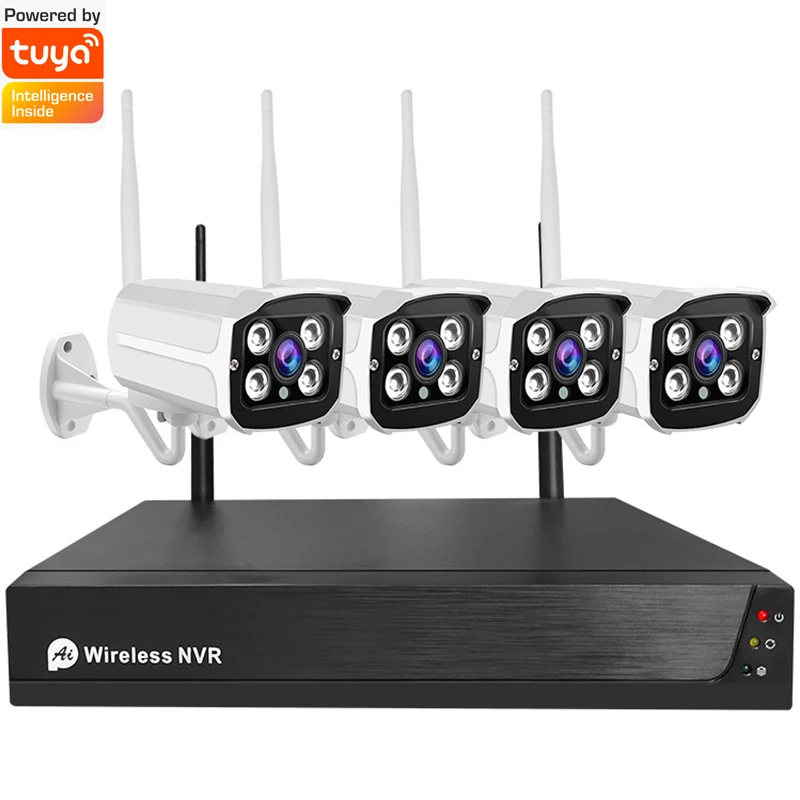 Комплект беспроводной системы видеонаблюдения H.265, 4 канала, 2 Мп HD IP-камеры, наружная водонепроницаемая система видеонаблюдения