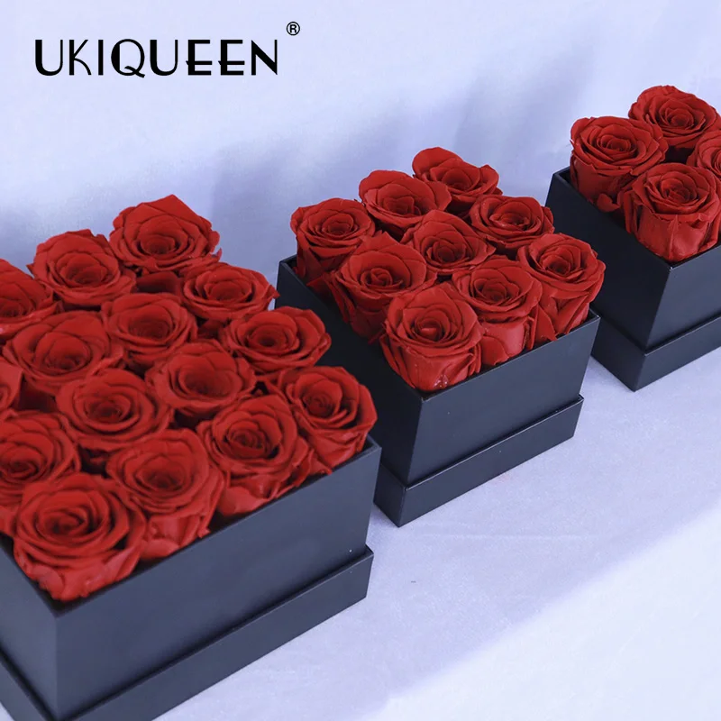 UKIQUEEN Culinan Preserved High Quality Flower Box Roses Decorative Flowers & Wreaths 100% Natural Real Rose Paper,velet CN;YUN
