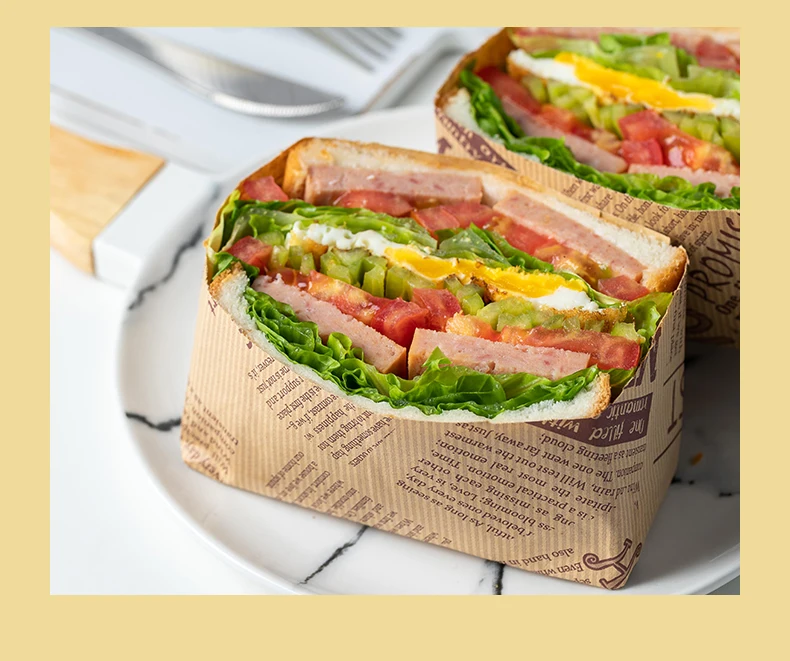 Customized Size Greaseproof  Paper Hamburger Greaseproof Pape Custom Printed Logo Sandwich Packaging Paper