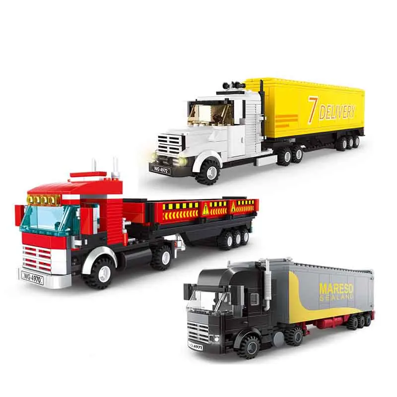 Wange 4970 Educational Children Toys Vehicles City Container Heavy Truck GOODS VEHICLE MOC Bricks Building Block For Boys Gifts
