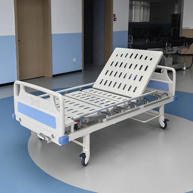 HAOHAN 039 Low price metal patient 1 crank manual medical care hospital home nursing bed with toilet