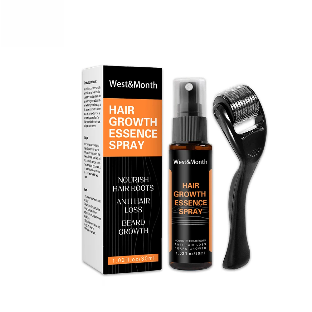 30ml Hair Growth Spray Beard Hair Regrowth Treatment Oil With Derma Roller Organic Hair Growth Serum