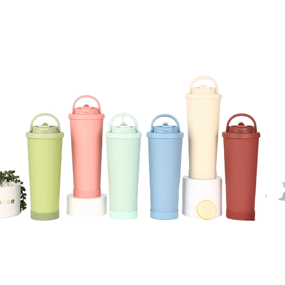 830ml Ceramic Liner Stainless Steel Straw Cup For Pearl Suction, Portable Handle, Vacuum Double Layer Insulation Coffee Mug