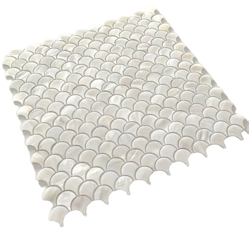 Super White Fan Shaped Shell Mother Of Pearl Mosaic Tile For Luxury Wall Project