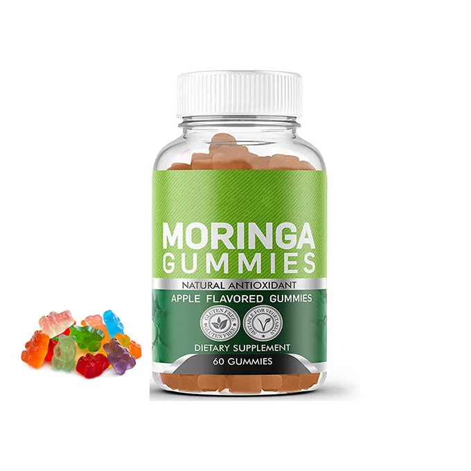 Частная Марка Vegan Moringa Gummies 60 штук без ГМО и безглютеновых добавок в капсулах с листьями