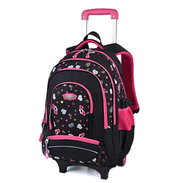 Customized Girls Trolley Backpack, Kids School Bag With Wheels Backpack