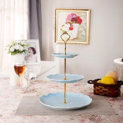 3-tier Pink Ceramic Cake Stand/Tea Party Pastry Serving Platter/ Food