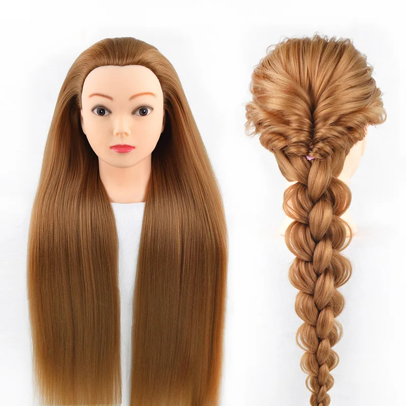 hair High Temperature Fiber Blonde Hair Training Head Hairdressing Practice Makeup Training Mannequin HeadWig