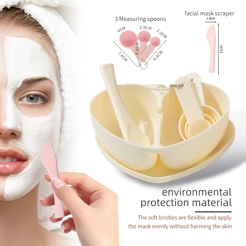 Factory Wholesale heart shaped separating beauty bowl eco-friendly face 4 in 1 mask applicator spatula and mixing bowl SY442