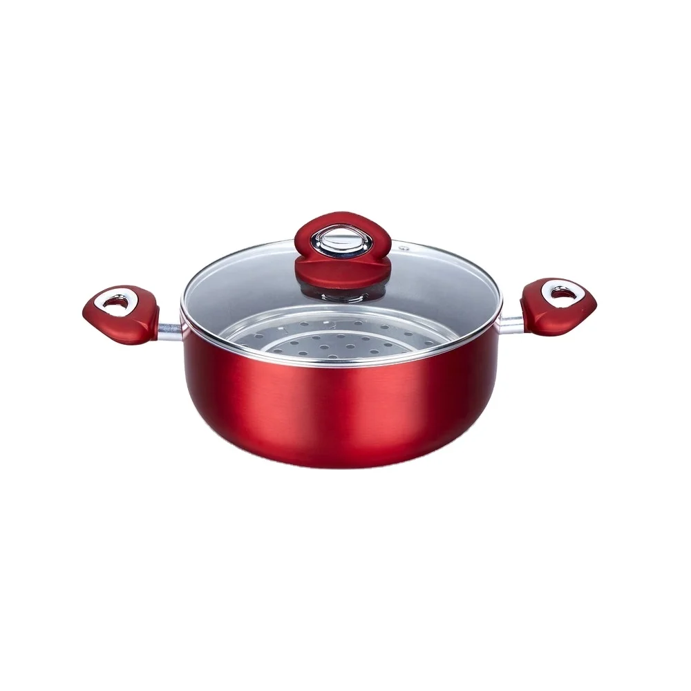 
Non-stick Soft Touch Casserole/sauce Pot with Lid Grey Pressed Aluminum Soup & Stock Pots Tempered Glass Lid Aluminum Alloy 