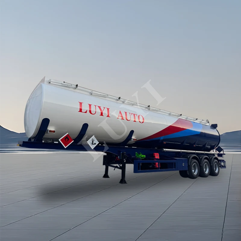 High Quality 3 Axle 40 Tons Trailer Fuel Tank Semi Trailer Linglong Tire Air Suspension Fuel Transport Hazard Signs
