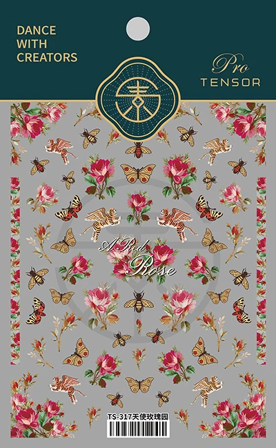 TENSOR New technology Roses Flower series Rabbits Butterfly thin transparent thin toughened nail art stickers