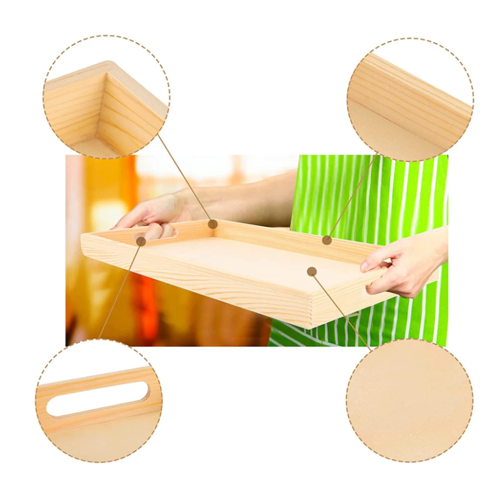 Manufacture Wooden Breakfast Serving Organizing Tray Wood Rectangular food Unfinished Serving Tray