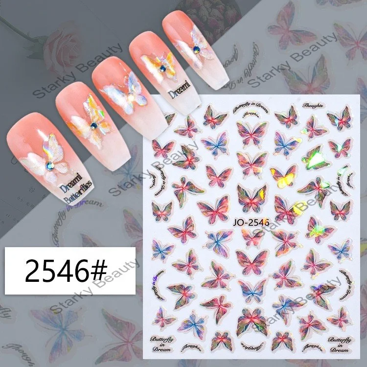 china wholesale 3d deco nail sticker vary cheap price Back Adhesive Butterfly finger nail polish sticker