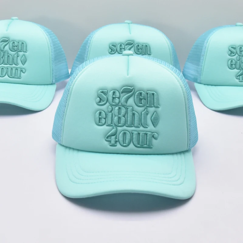 Wholesale High Quality Professional Custom 5 Panel 3D Embroidery Sports Trucker Cap Plain Mesh Foam Trucker Hat