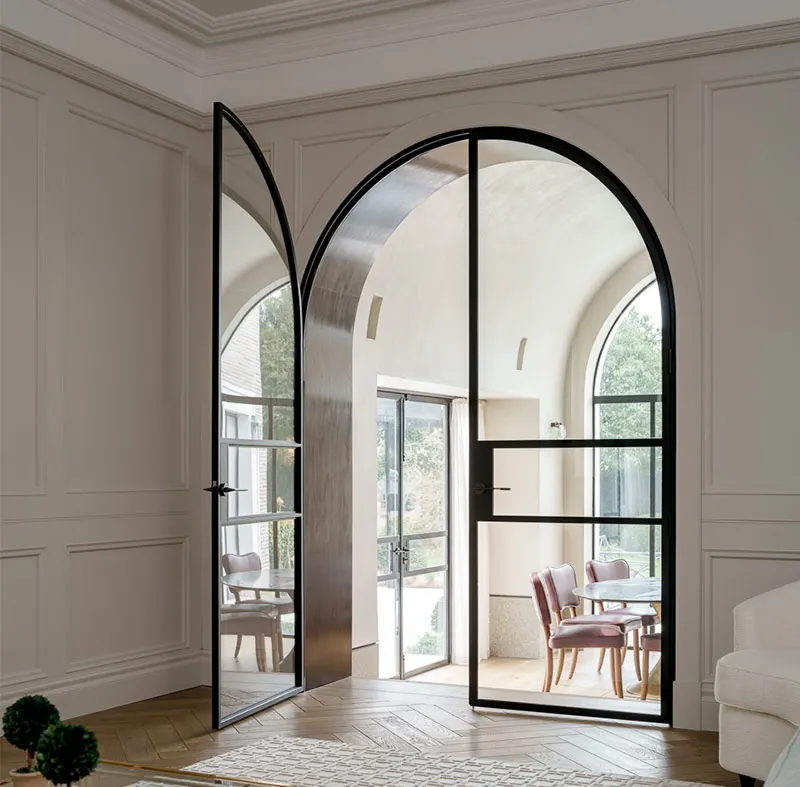 Simple Design Internal Arched Top Doors with Double Clear Tempered Glass