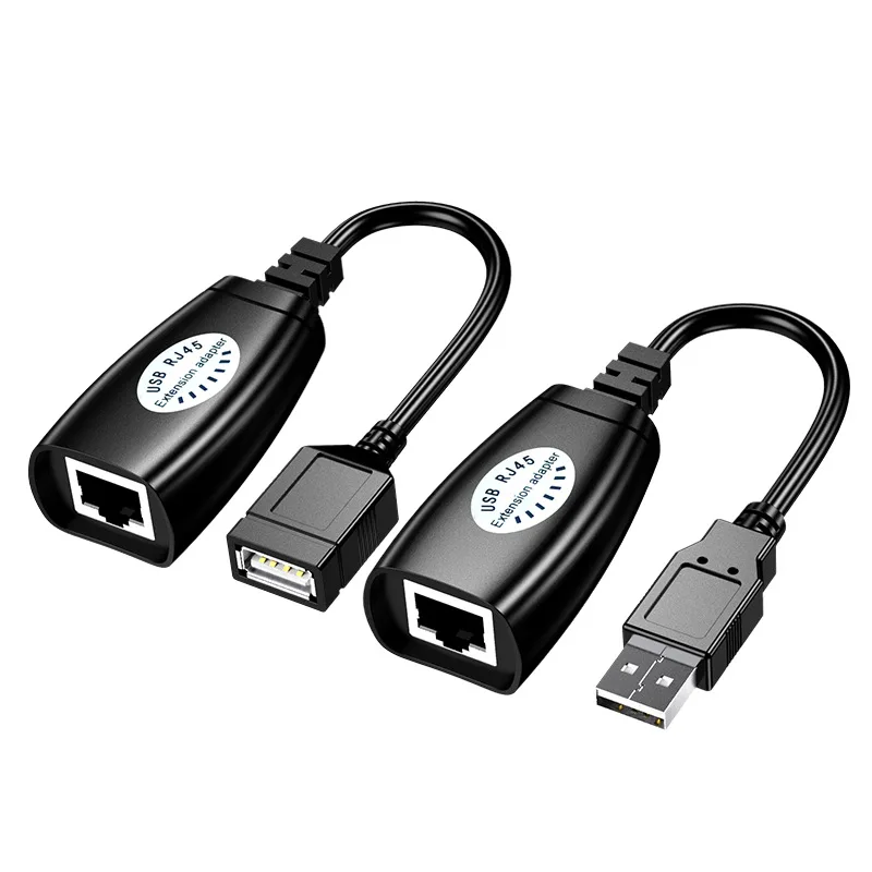 For pc laptop desktop connect printer via over cat5 cat6 cable 150ft USB RJ45 lan ethernet UTP extender extension adapter