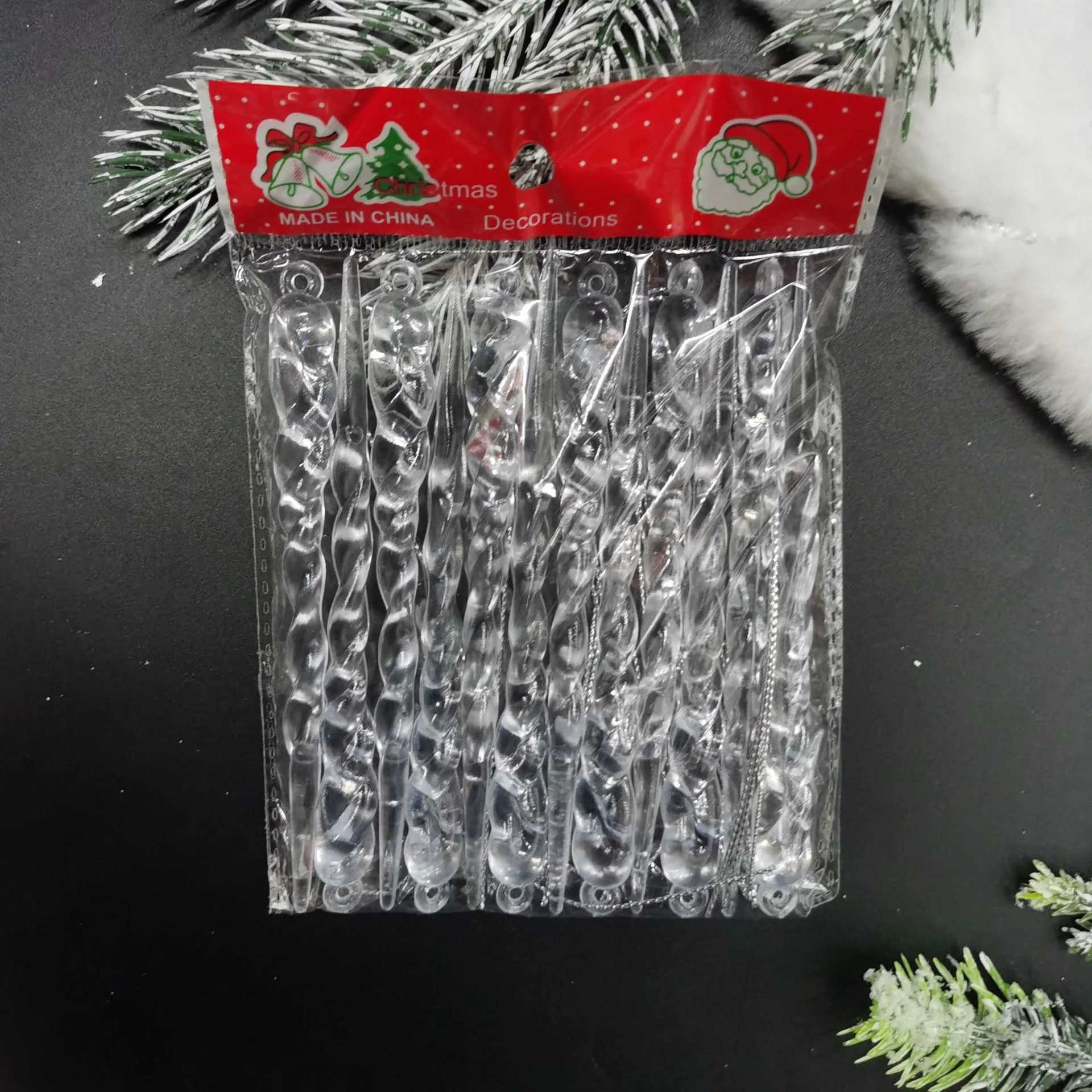 Creative Transparent Icicle Pendant for Christmas New Christmas Tree Decoration Threaded Pendant Tree Crystal Hanging Decoration
