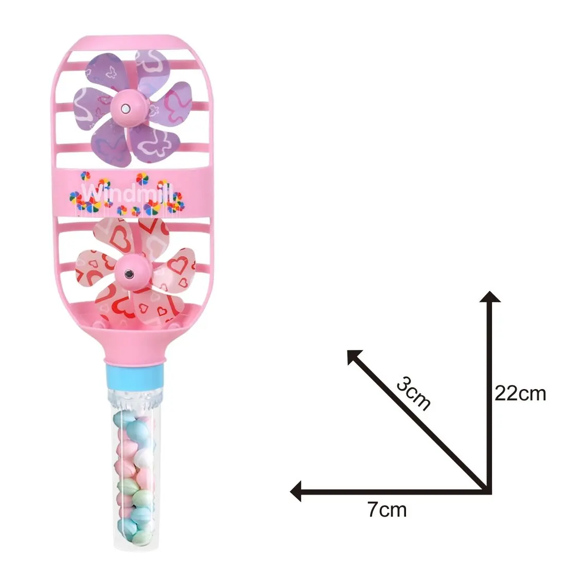 Girls cute double windmill funny empty tube candy toys plastic candy toy for crispy jelly bean