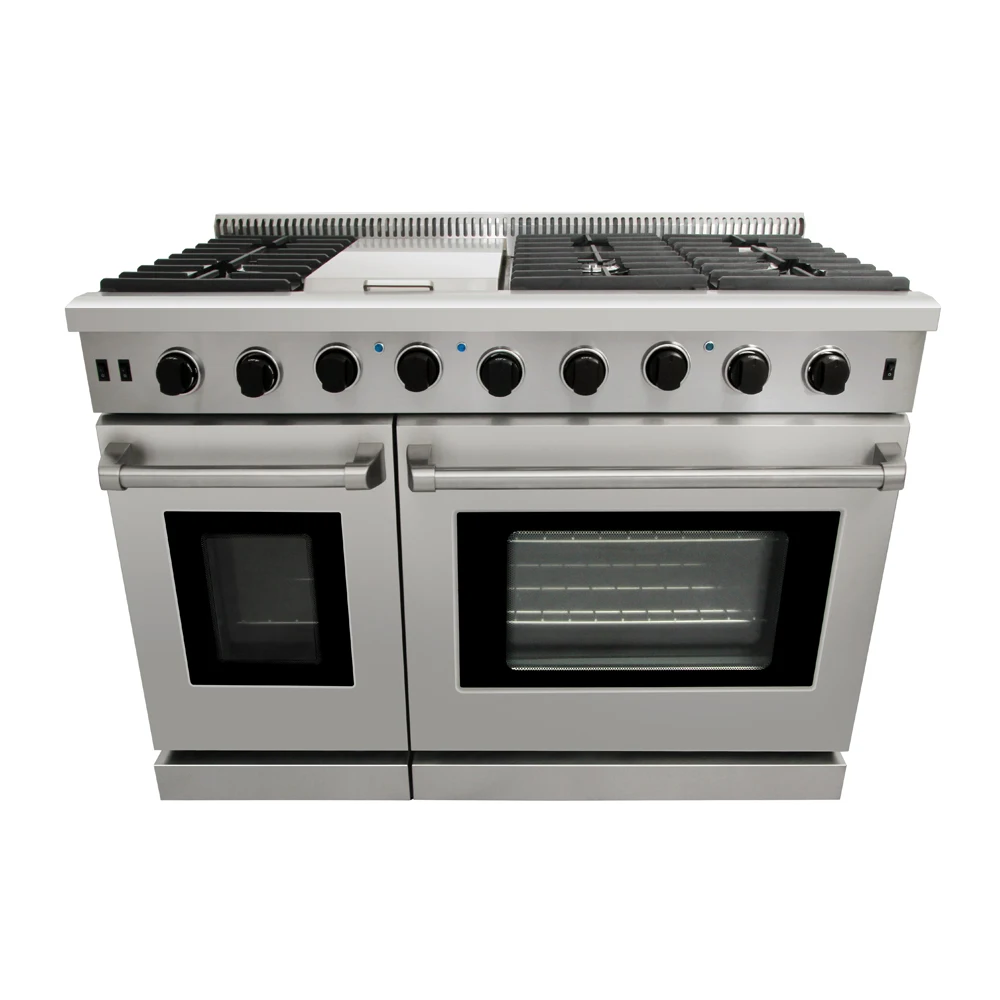 Hyxion Kitchen 48 Inch Double Oven Gas Range 6 Gas Burner  GasStove