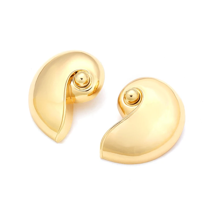 Summer beach vacation style marine animal earrings wholesale alloy Pearl conch earrings for women