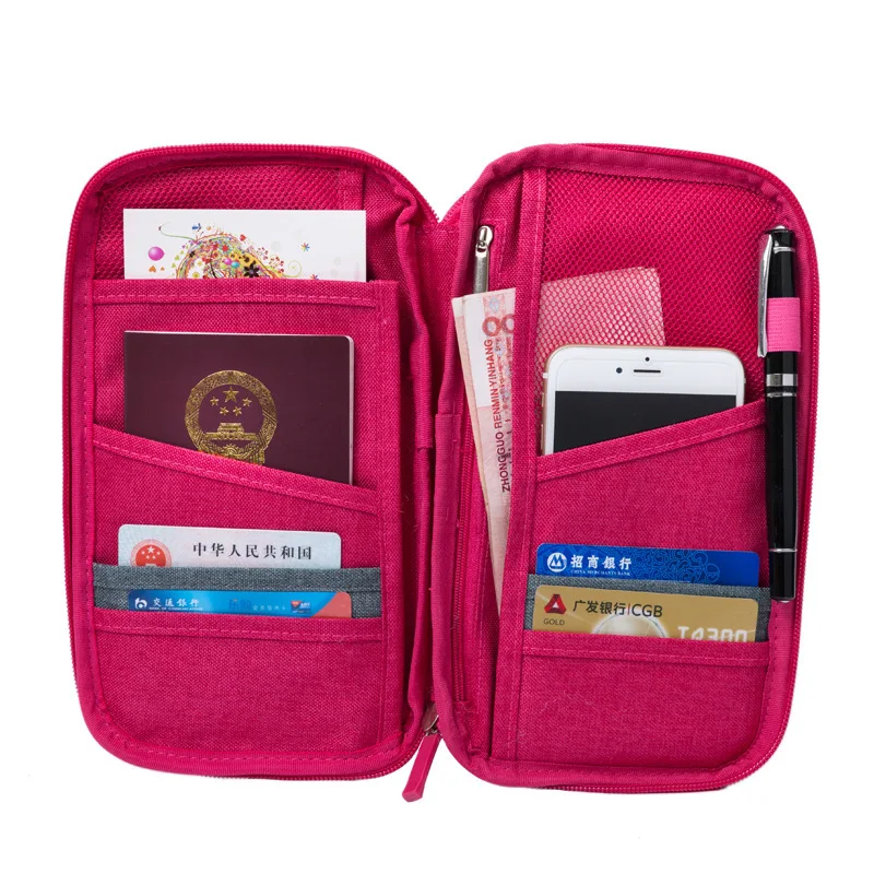 Cheap Documents Storage Bag Credit Card ID Card holder Cash Organizer Passport Holder travel ticket wallet with hand strap