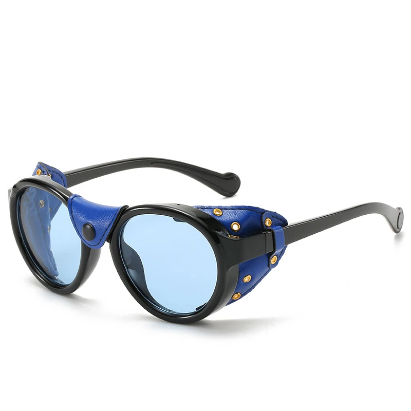 New retro leather case sunglasses 0046 European and American classic punk sunglasses men riding sunglasses
