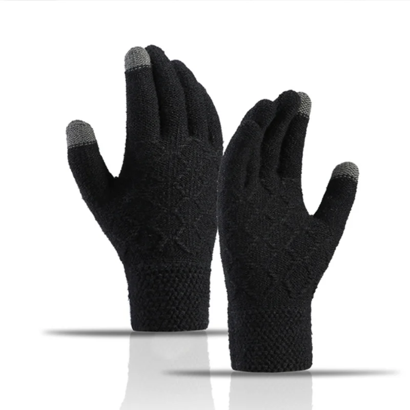 Custom Logo Winter Knitted Work Gloves Winter Bike Gloves Touch Screen Gloves for Smartphone