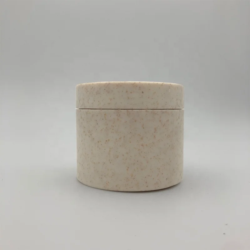 Custom Biodegradable 50ml 100ml 250ml  500ml Cosmetic Container Wheat Straw PET Plastic Cream Jar Body Scrub Container